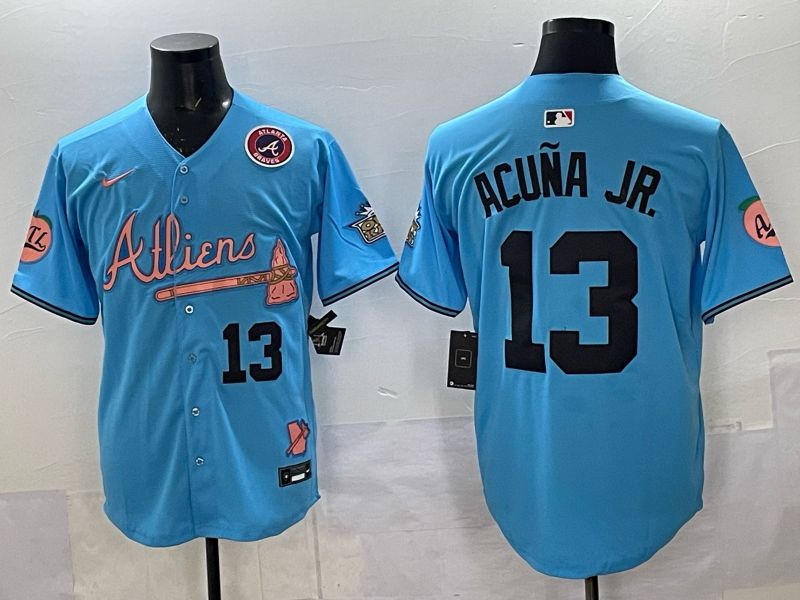 Men Atlanta Braves Nike #13 Acuna jr Light blue 5th generation Joint Name 2025 MLB Jersey 012->atlanta braves->MLB Jersey